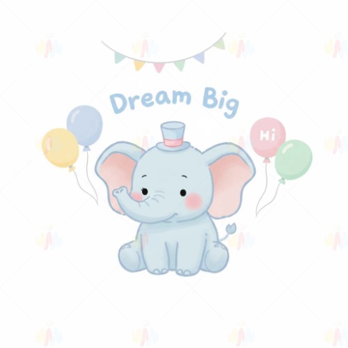 马卡龙色的小象